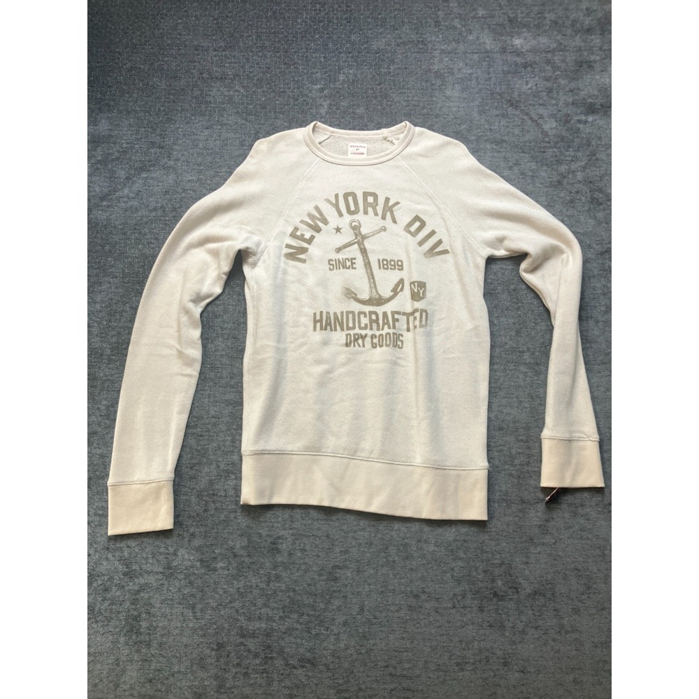 Vintage Merona Sweatshirt Women's Small Cream Graphic New York Div Crew Neck